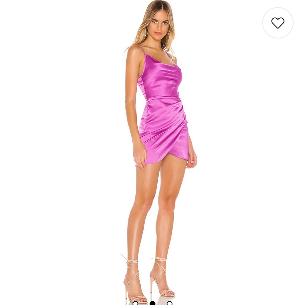 Superdown Pink Asymmetrical Ruched Bodycon Mini Dress